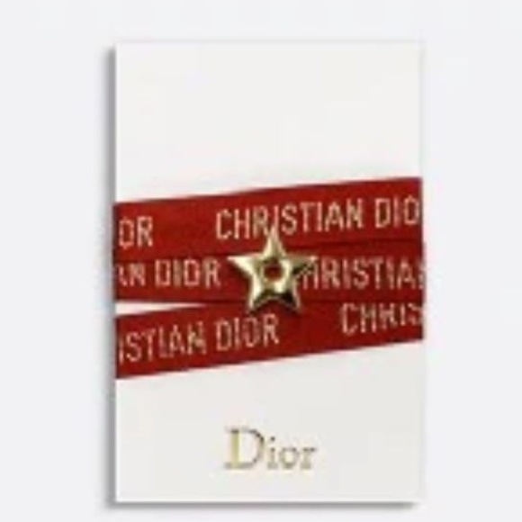 DIOR Wrap Bracelet / Choker / Hair Tie Gold Star Red Ribbon NEW